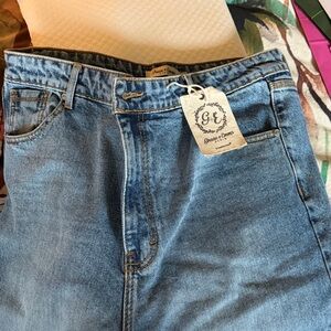 Grace and Emma Denim Straight Wide Leg Jeans Womens Size 16 Raw Hem NWT